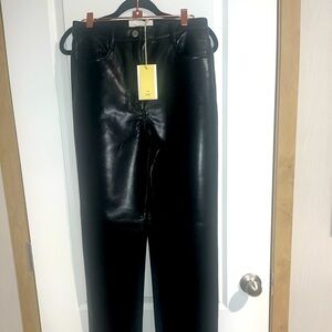 Womens ariztia size 6 black faux leather ankle pant NWTS